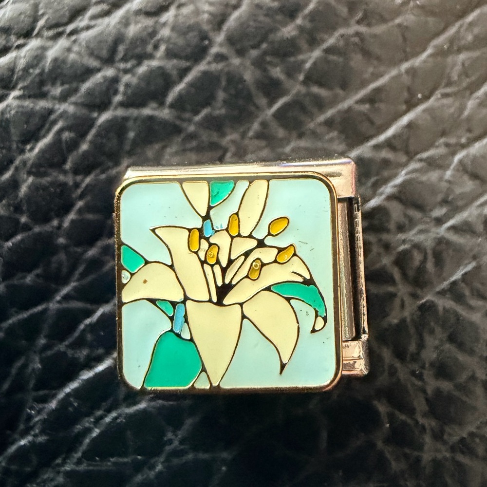 White Lily Flower Italian Charm Link
